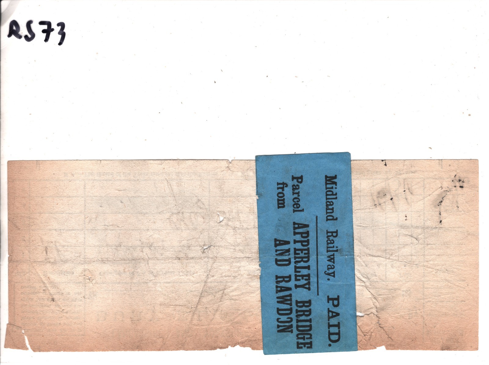 GB Yorks MIDLAND RAILWAY Paid *APPERLEY BRIDGE* Parcel Stamp 1896 Way Bill RS73 - Image 5