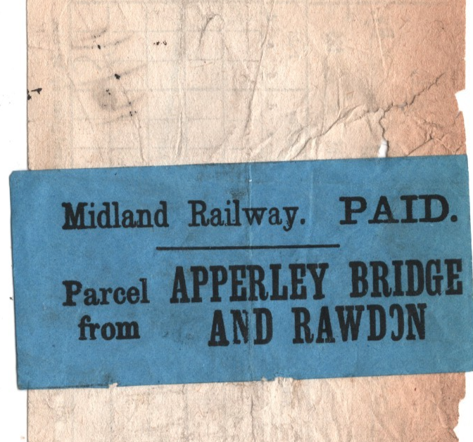 GB Yorks MIDLAND RAILWAY Paid *APPERLEY BRIDGE* Parcel Stamp 1896 Way Bill RS73