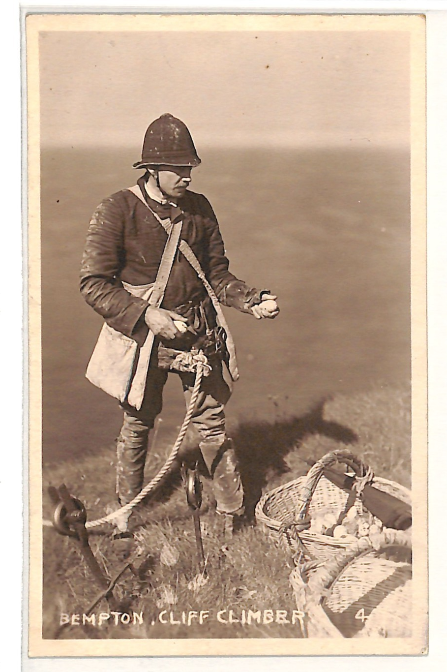 GB Yorks Postcard *BEMPTON CLIFF CLIMBER* Real Photo BIRDS EGGS {samwells}VP39 - Image 3