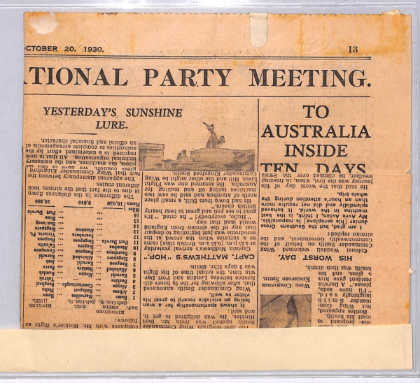 GB/AUSTRALIA Air Mail 1931 *KINGSFORD SMITH FLIGHT* Newspaper Report Flown WT6 - Image 3