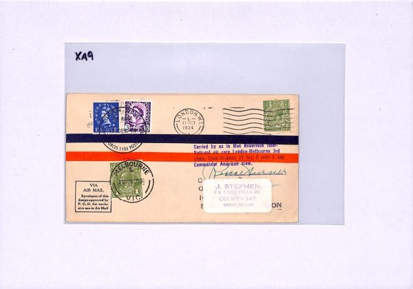 GB/AUSTRALIA Air Mail Cover 1934 & 1969 London-Sydney/Melbourne AIR RACES XA9 - Image 4