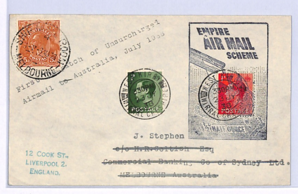 GB/AUSTRALIA Cover 1938 KEVIII KGV MIXED FRANKING Empire Air Mail Scheme XF188 - Image 3