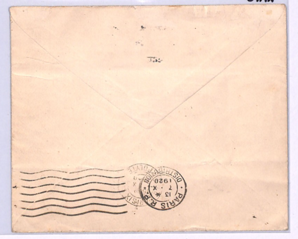 GB/FRANCE Early Air Mail Cover 1920 Stockwell Paris Stationery STO BLOCK{6} XA10 - Image 4