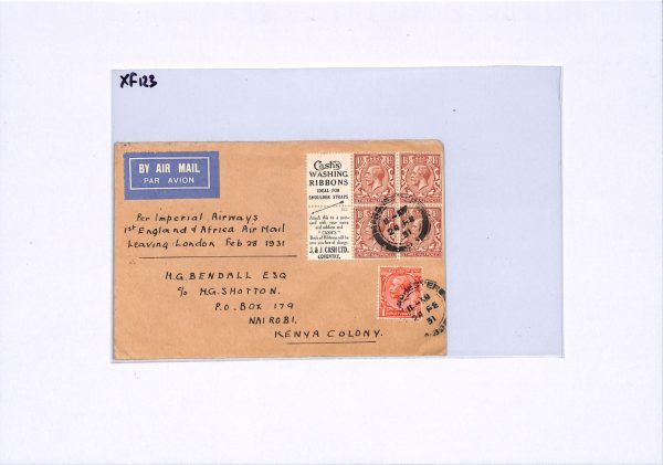 GB/KENYA Air KGV *ADVERT BOOKLET PANE* Cover 1931 IMPERIAL FIRST FLIGHT XF123 - Image 7