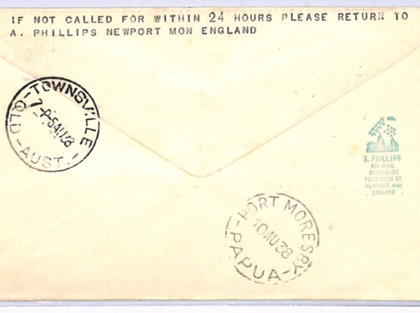 GB/PAPUA Cover EMPIRE AIR SCHEME 1938 *POINTING HAND/Port Moresby* Retour XF216 - Image 7
