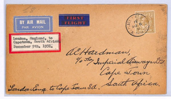 GB/SOUTH AFRICA Air Mail Cover IMPERIAL FIRST FLIGHT 1931 *UNUSUAL LABELS* XF119 - Image 3