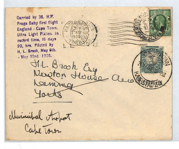 GB/SOUTH AFRICA Cover *AIR RACE* 1938 KEVIII Mixed Franking PRAGA BABY XT148 - Image 6