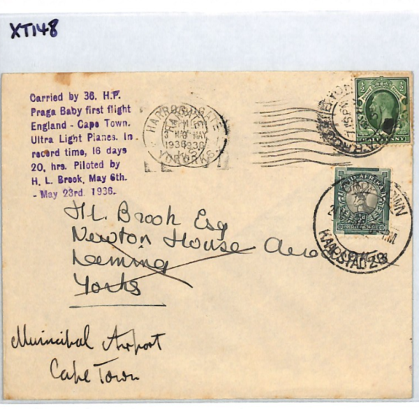 GB/SOUTH AFRICA Cover *AIR RACE* 1938 KEVIII Mixed Franking PRAGA BABY XT148 - Image 9