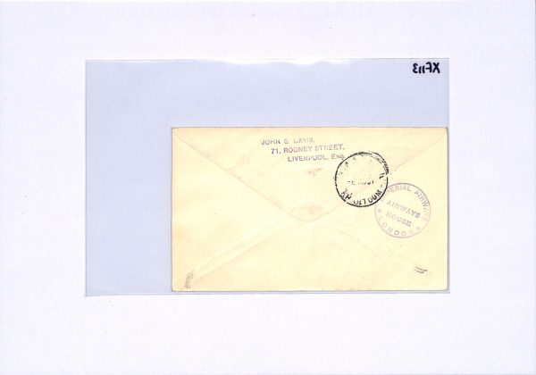 GB/SUDAN Air KGV 4d CONTROL *J17* Cover IMPERIAL FIRST FLIGHT 1931 Shambe XF113 - Image 7