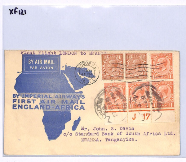 GB/TANGANYIKA Airmail KGV *CONTROL STRIP* Cover 1931 IMPERIAL FIRST FLIGHT XF121 - Image 6