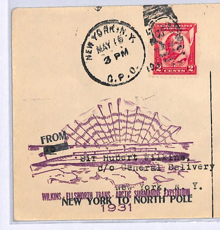 GB/USA ARCTIC SUBMARINE EXPEDITION 1931 Cover MIXED FRANKING NY-North Pole UG99 - Image 6