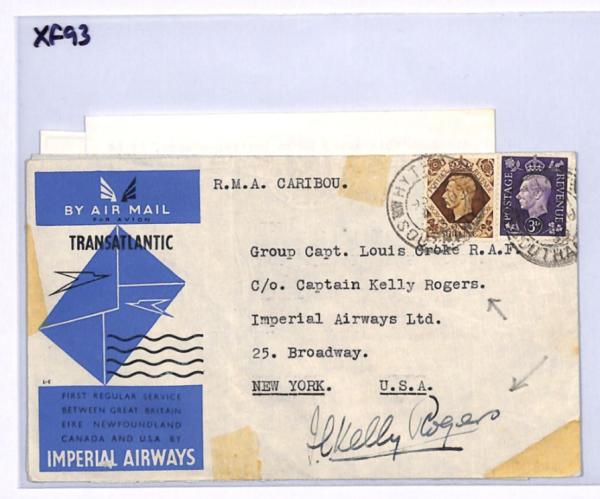 GB/USA Cover IMPERIAL FIRST FLIGHT *Kelly Rogers* SIGNED Pilot 1939 Airmail XF93 - Image 5