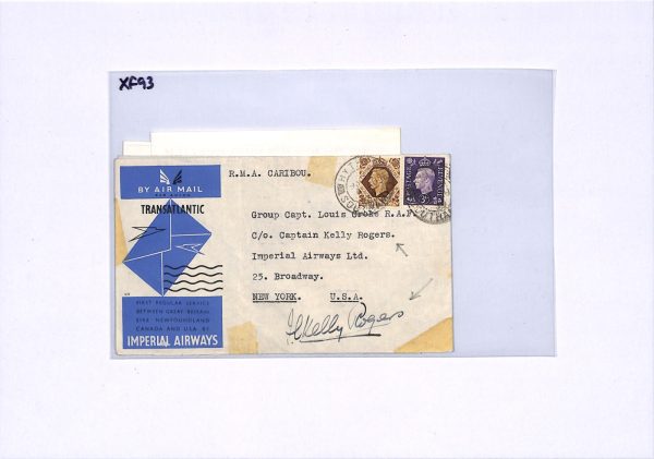 GB/USA Cover IMPERIAL FIRST FLIGHT *Kelly Rogers* SIGNED Pilot 1939 Airmail XF93 - Image 7