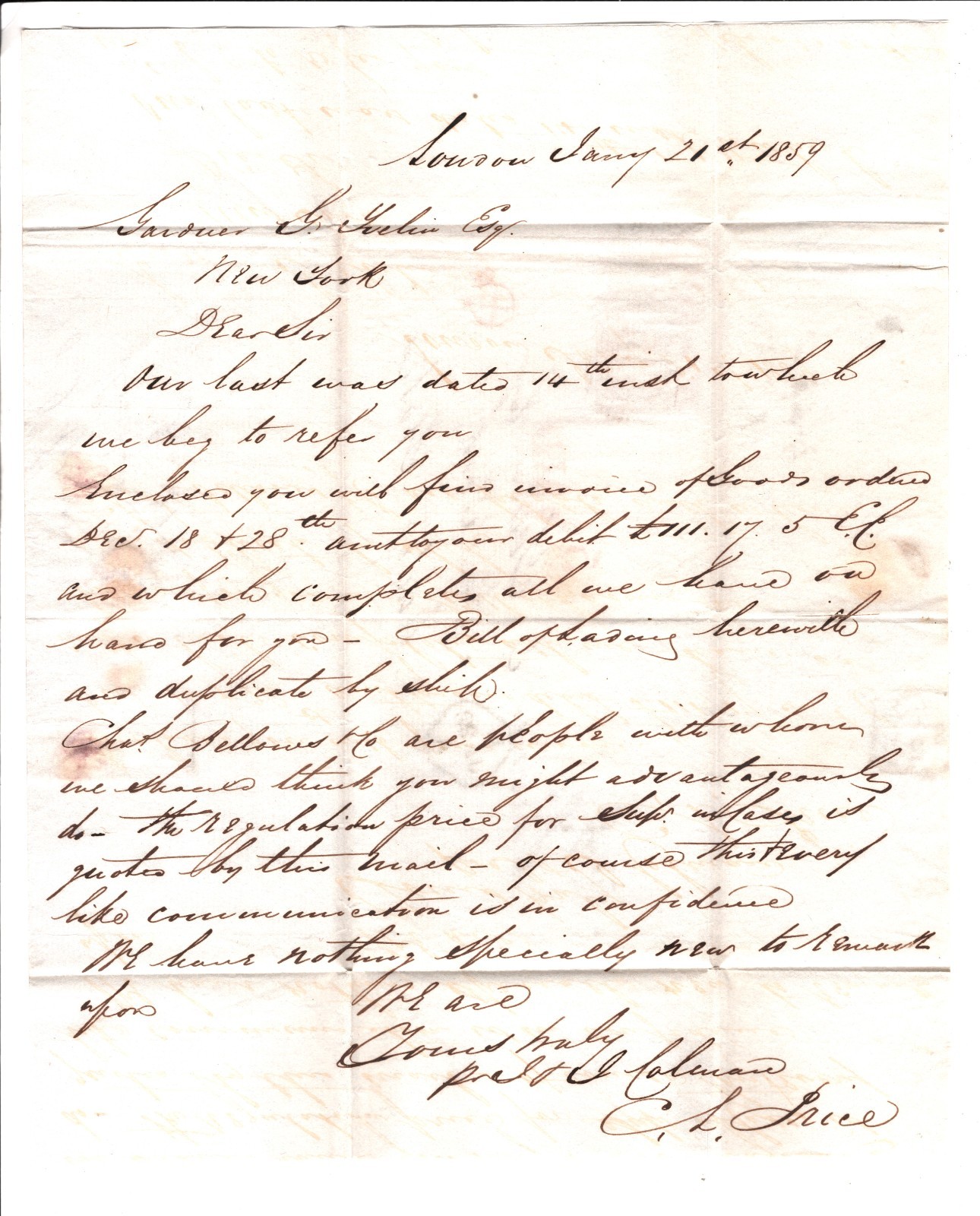 GB/USA TRANSATLANTIC Cover Underpaid? London EL New York 1859 6d Pair WA6 - Image 5