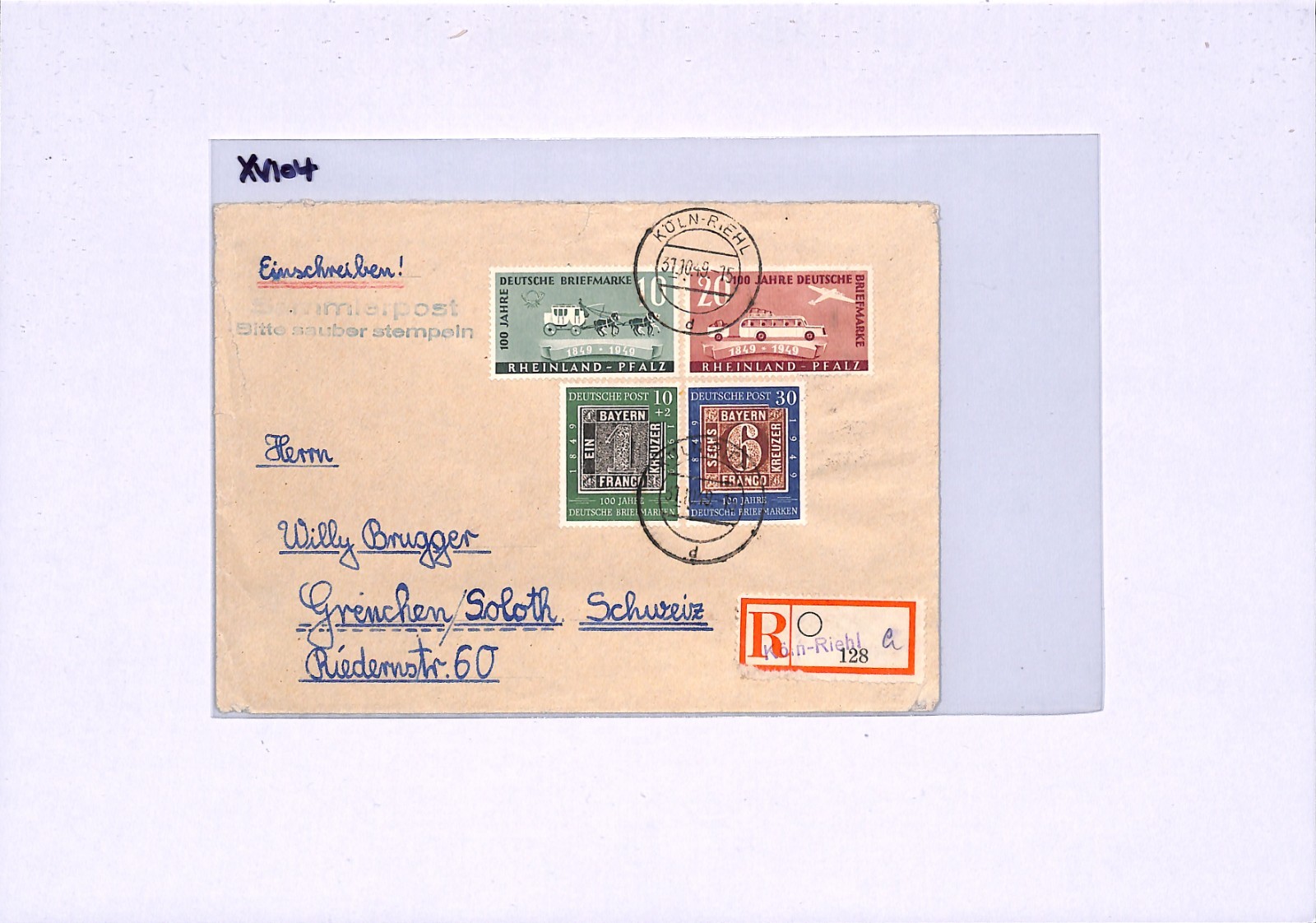 GERMANY 1949 Cover RHEINLAND-PFALZ * STAMP CENTENARY* Set Mixed Franking XV104 - Image 12