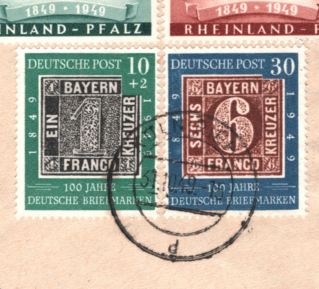 GERMANY 1949 Cover RHEINLAND-PFALZ * STAMP CENTENARY* Set Mixed Franking XV104 - Image 5