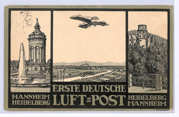 GERMANY Air Mail 1912 MONOPLANE Card FIRST FLIGHT Mannheim *INDIANA* USA! XF346 - Image 5