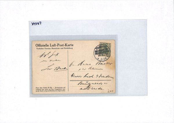 GERMANY Air Mail Card 1912 FIRST FLIGHT Mannheim Heidelberg{samwells}XT147 - Image 4