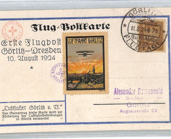 GERMANY Air Mail FIRST FLIGHT 1924 *LUFTFAHRT GÖRLITZ* Dresden Postcard XT137 - Image 5