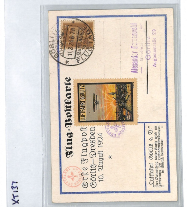 GERMANY Air Mail FIRST FLIGHT 1924 *LUFTFAHRT GÖRLITZ* Dresden Postcard XT137 - Image 7