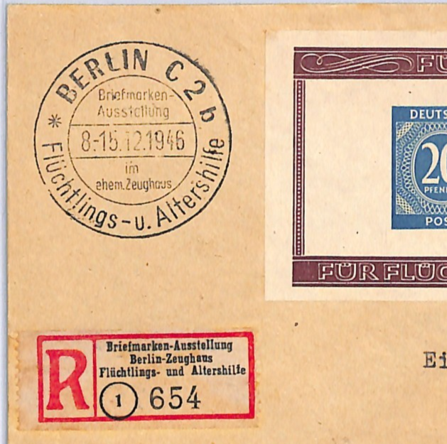 GERMANY Allied Occ Cover 1946 MINI-SHEET (5m) *IMPERF* Berlin Expo CDS Reg WA332 - Image 4