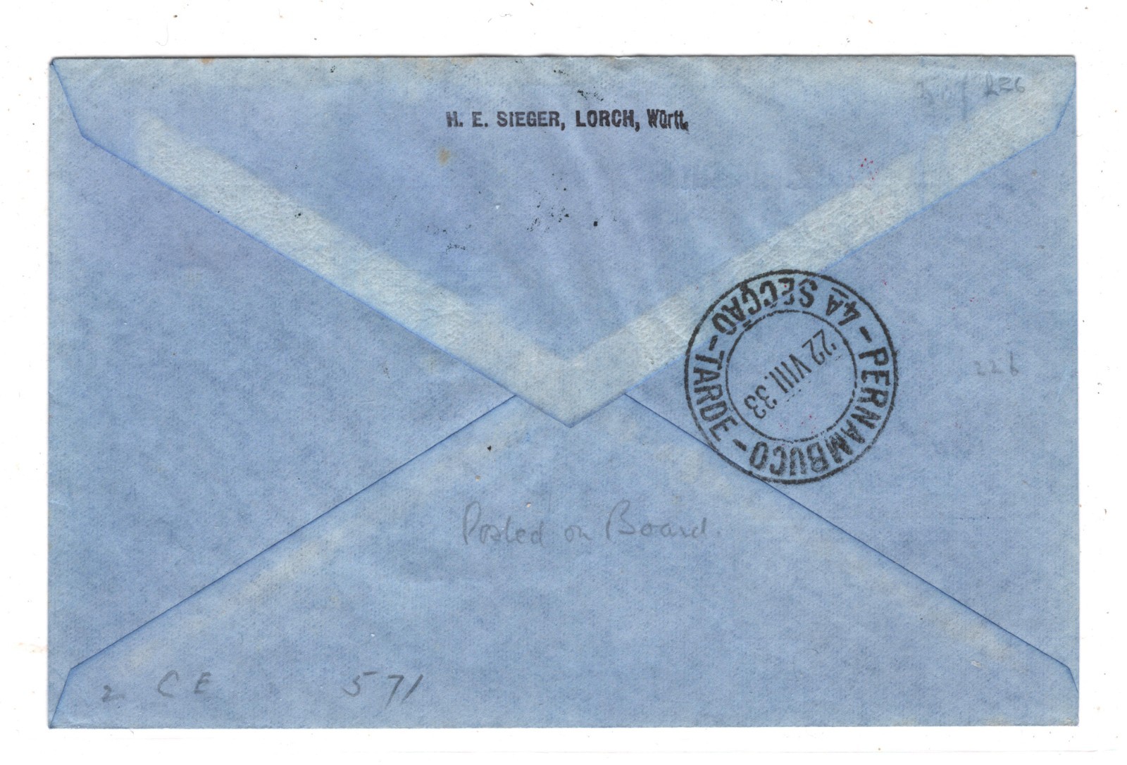 GERMANY An Bord GRAF ZEPPELIN 1m Air Cover *5.SÜDAMERIKAFAHRT* 1933 Recife KZ289 - Image 4