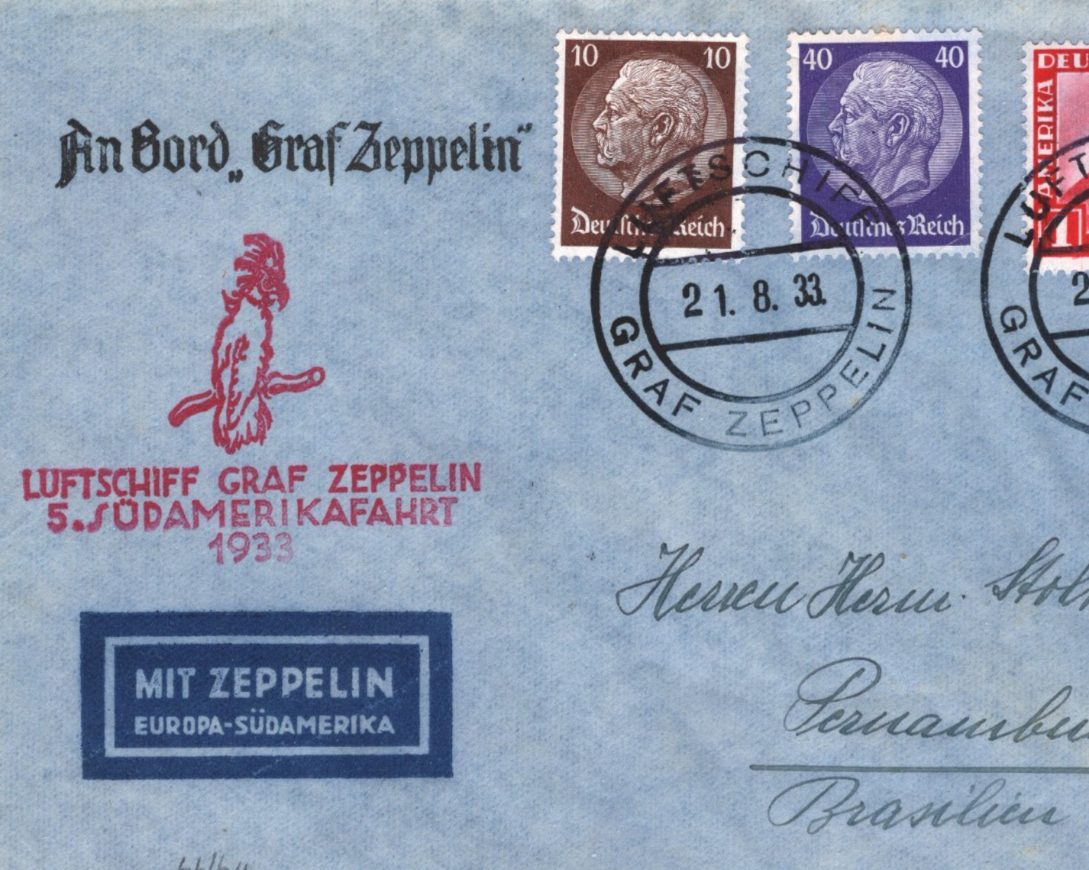 GERMANY An Bord GRAF ZEPPELIN 1m Air Cover *5.SÜDAMERIKAFAHRT* 1933 Recife KZ289