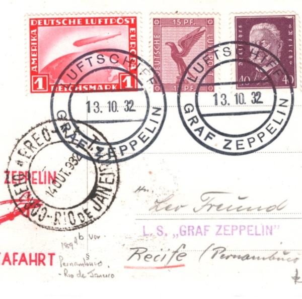 GERMANY An Bord ZEPPELIN 1m Air Mail Card *8.SÜDAMERIKAFAHRT* 1932 Recife KZ272 - Image 6