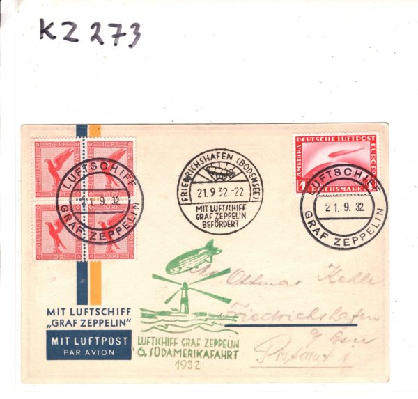 GERMANY An Bord ZEPPELIN Air 1m Card *6.SÜDAMERIKAFAHRT* 1932 LIGHTHOUSE KZ273 - Image 11