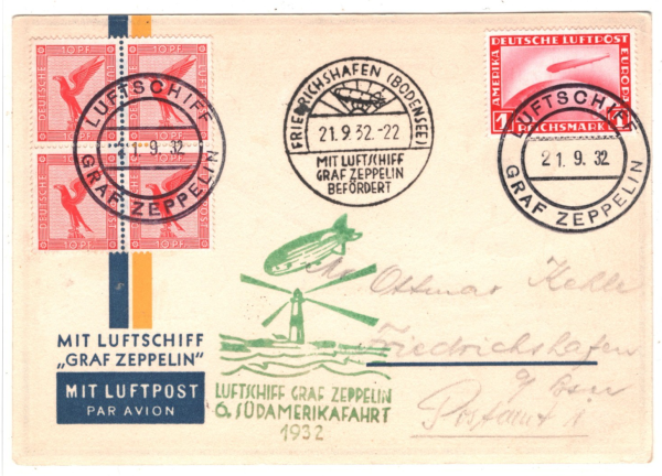 GERMANY An Bord ZEPPELIN Air 1m Card *6.SÜDAMERIKAFAHRT* 1932 LIGHTHOUSE KZ273 - Image 8
