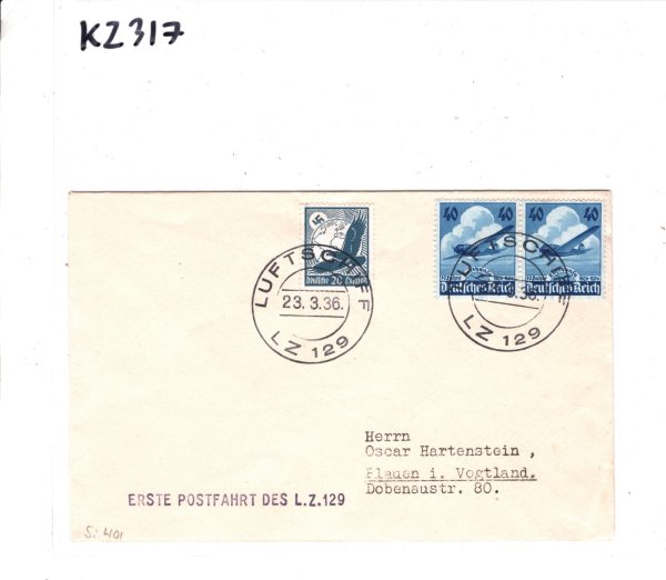 GERMANY An Bord ZEPPELIN *HINDENBURG* Air 1936 Sieger Card FIRST FLIGHT KZ317 - Image 8