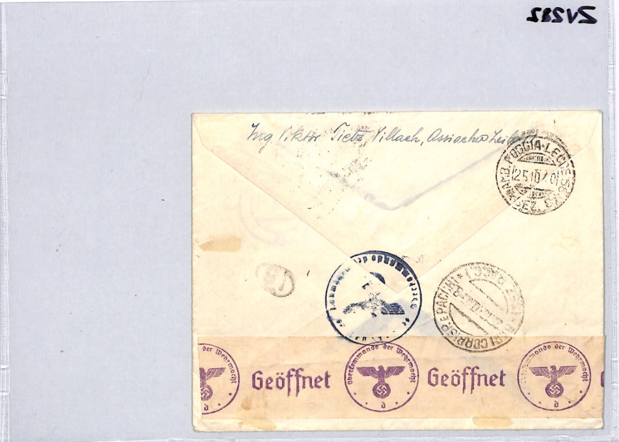 GERMANY Austria WW2 Cover 42+108pf *CHARIOT RACE* 1940 Reg Villach HORSES ZV282 - Image 12