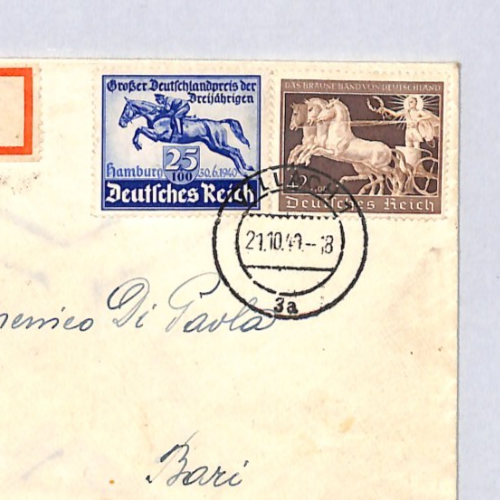 GERMANY Austria WW2 Cover 42+108pf *CHARIOT RACE* 1940 Reg Villach HORSES ZV282 - Image 5