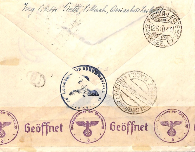 GERMANY Austria WW2 Cover 42+108pf *CHARIOT RACE* 1940 Reg Villach HORSES ZV282 - Image 8