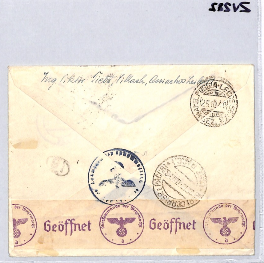 GERMANY Austria WW2 Cover 42+108pf *CHARIOT RACE* 1940 Reg Villach HORSES ZV282 - Image 10