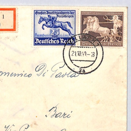 GERMANY Austria WW2 Cover 42+108pf *CHARIOT RACE* 1940 Reg Villach HORSES ZV282