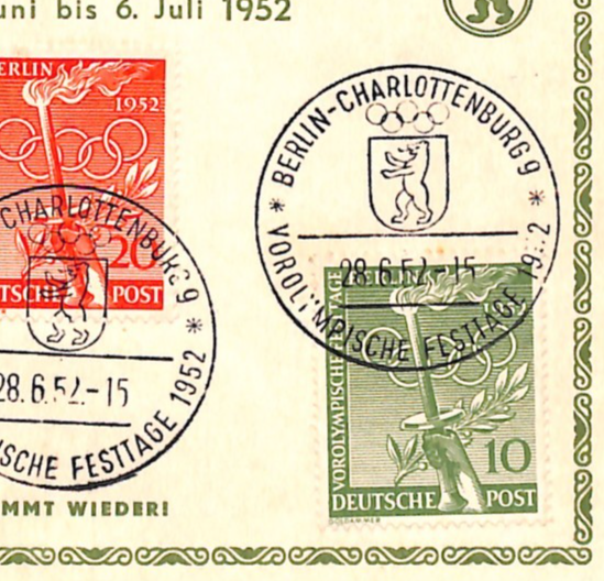 GERMANY BERLIN 1952 Dedicated Postcard *OLYMPICS* Set Special CDS SPORTS WA354 - Image 2