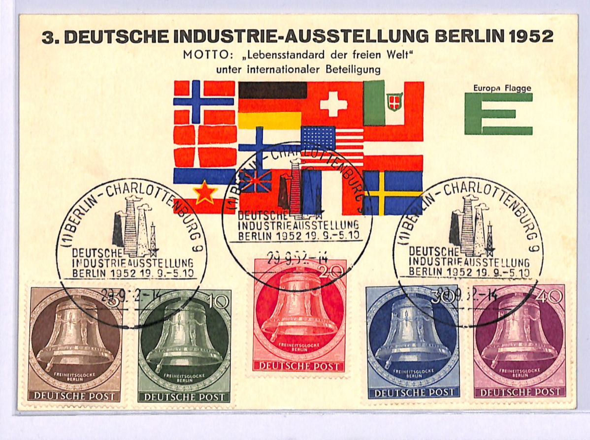 GERMANY BERLIN 1952 Expo Card *FREEDOM BELL* (1951) Full Set {5} c£200+** WA363 - Image 4