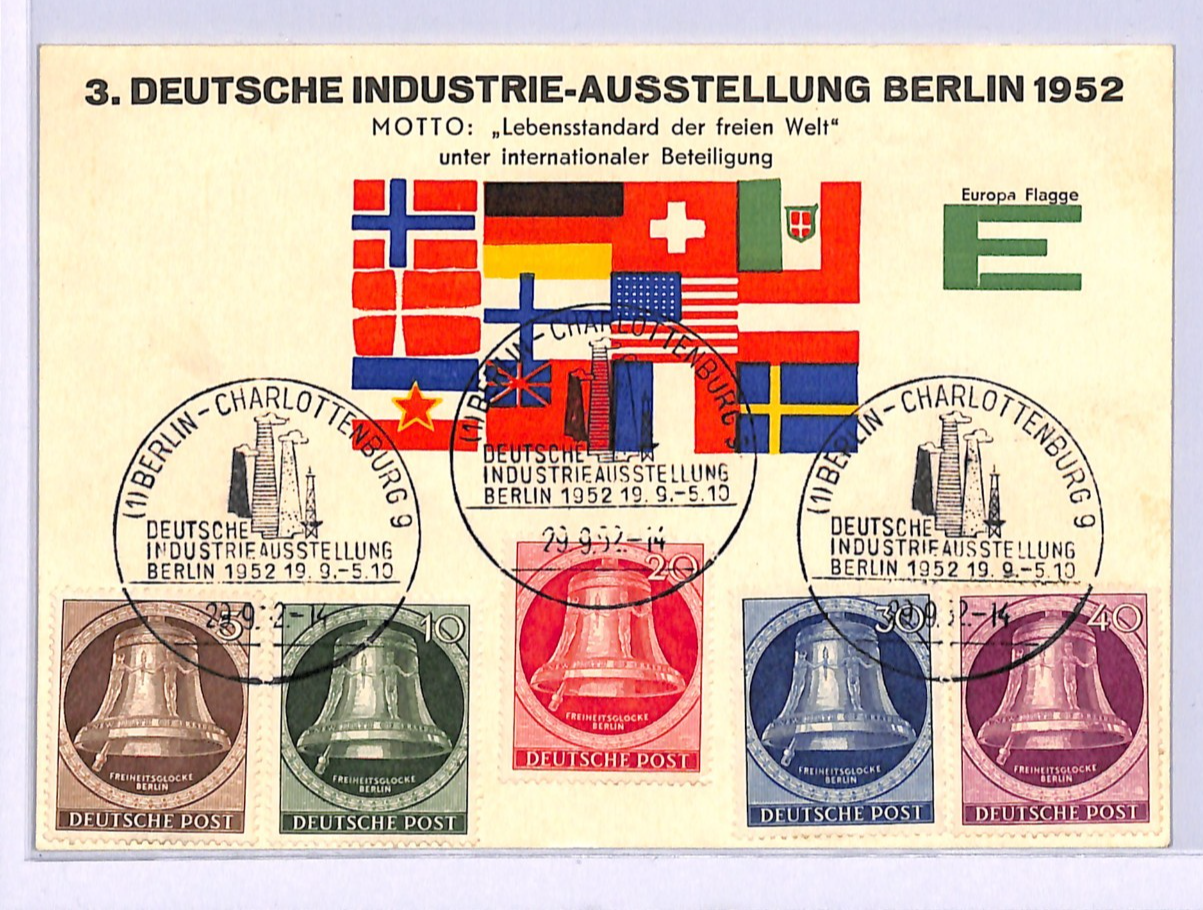 GERMANY BERLIN 1952 Expo Card *FREEDOM BELL* (1951) Full Set {5} c£200+** WA363
