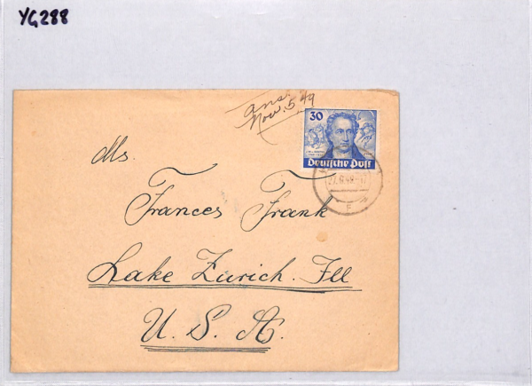 GERMANY (BERLIN) 30pf *GOETHE* Used 1949 CDS Cover USA POETRY {samwells}YG288 - Image 10