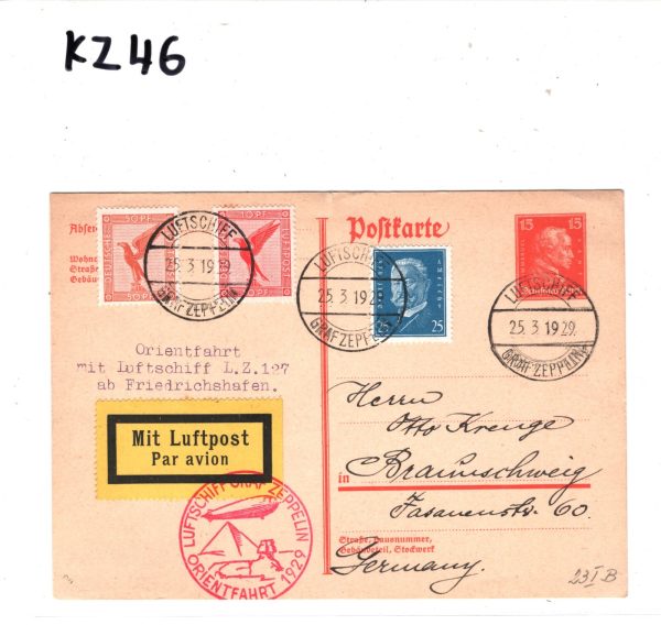 GERMANY Card 1929 ZEPPELIN Air Mail Super *ORIENTFAHRT* PYRAMIDS Cachet KZ46 - Image 8