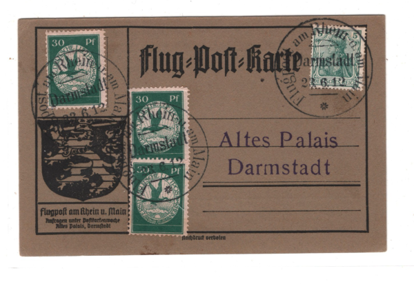 GERMANY Card ZEPPELIN Flight 1912 Air Mail 30pf SEMI-OFFICIAL{3} Darmstadt KZ265 - Image 3