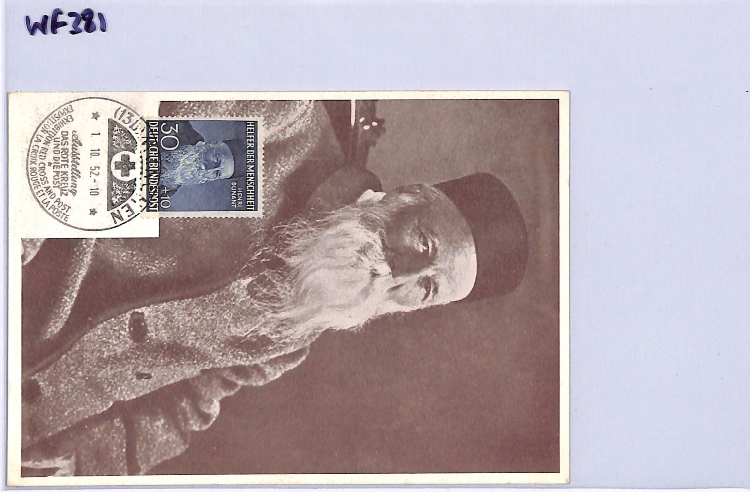 GERMANY Charity 30+10pf *Henri Dunant* (1951) MAXI-CARD 1952 Red Cross CDS WF381 - Image 11