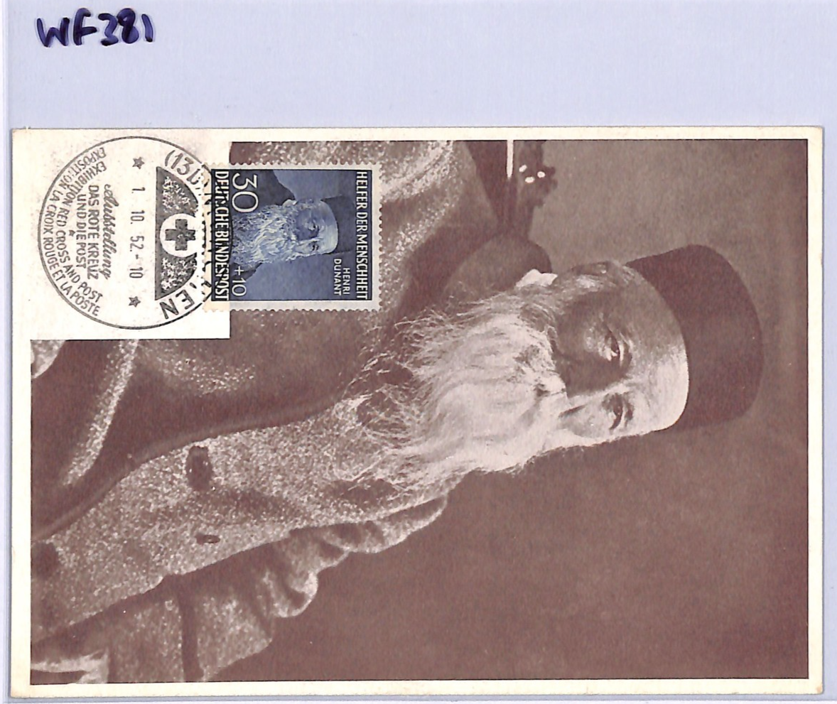 GERMANY Charity 30+10pf *Henri Dunant* (1951) MAXI-CARD 1952 Red Cross CDS WF381 - Image 9