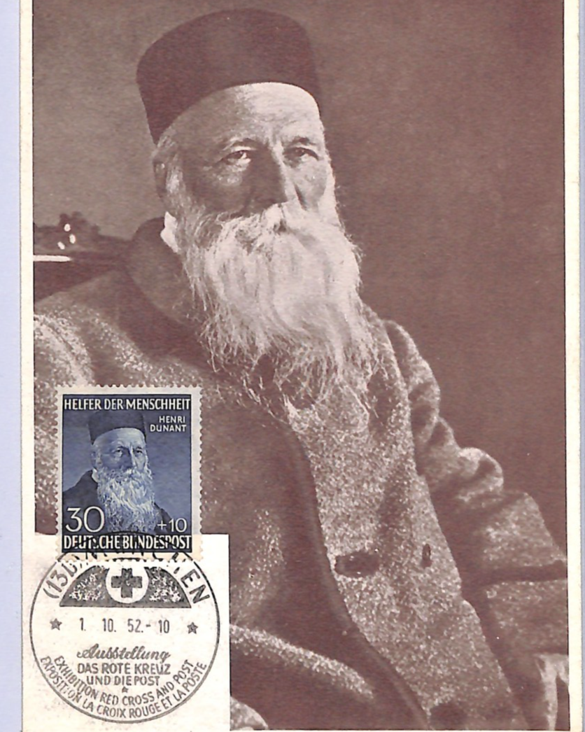 GERMANY Charity 30+10pf *Henri Dunant* (1951) MAXI-CARD 1952 Red Cross CDS WF381