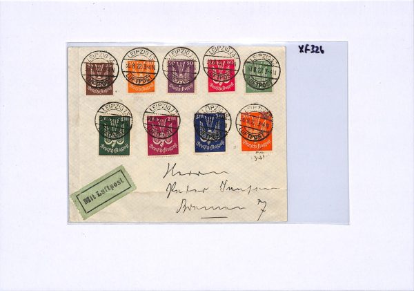 GERMANY Cover 1922 Air Mail *CARRIER PIGEON* Set 5m Leipzig-Bremen BIRDS XF326 - Image 7