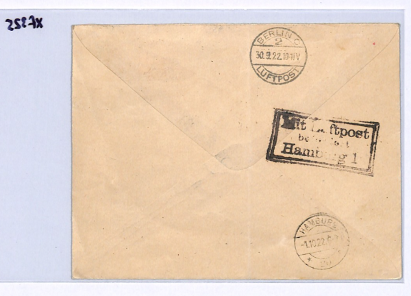 GERMANY Cover 1922 Air Mail CARRIER PIGEON Set 5m Munich Reg Hamburg BIRDS XF325 - Image 9