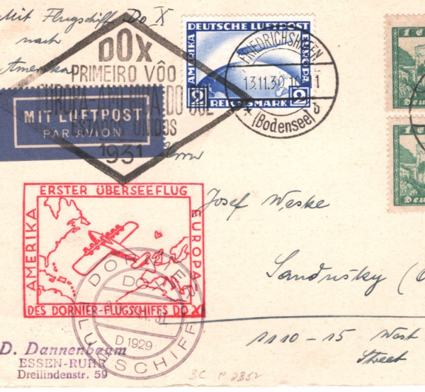 GERMANY Cover 1930 2m Zeppelin Air Mail DORNIER *Do X* FIRST FLIGHT USA KZ269