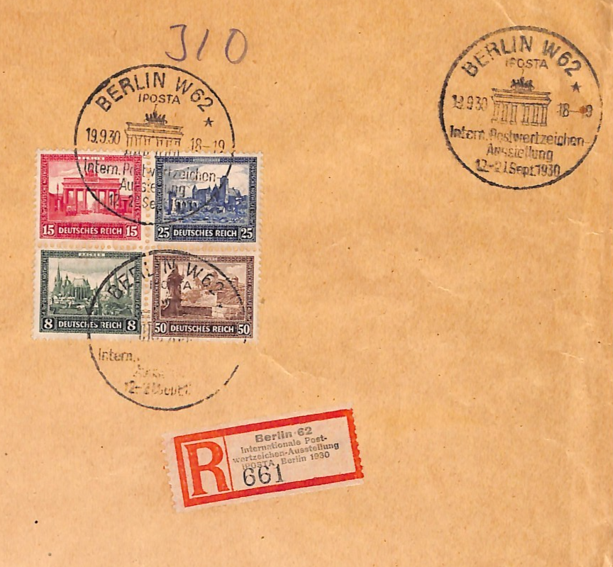 GERMANY Cover 1930 IPOSTA STAMP EXHIBITION Setenant *BLOCK* (ex Mini-Sheet)WT198 - Image 3