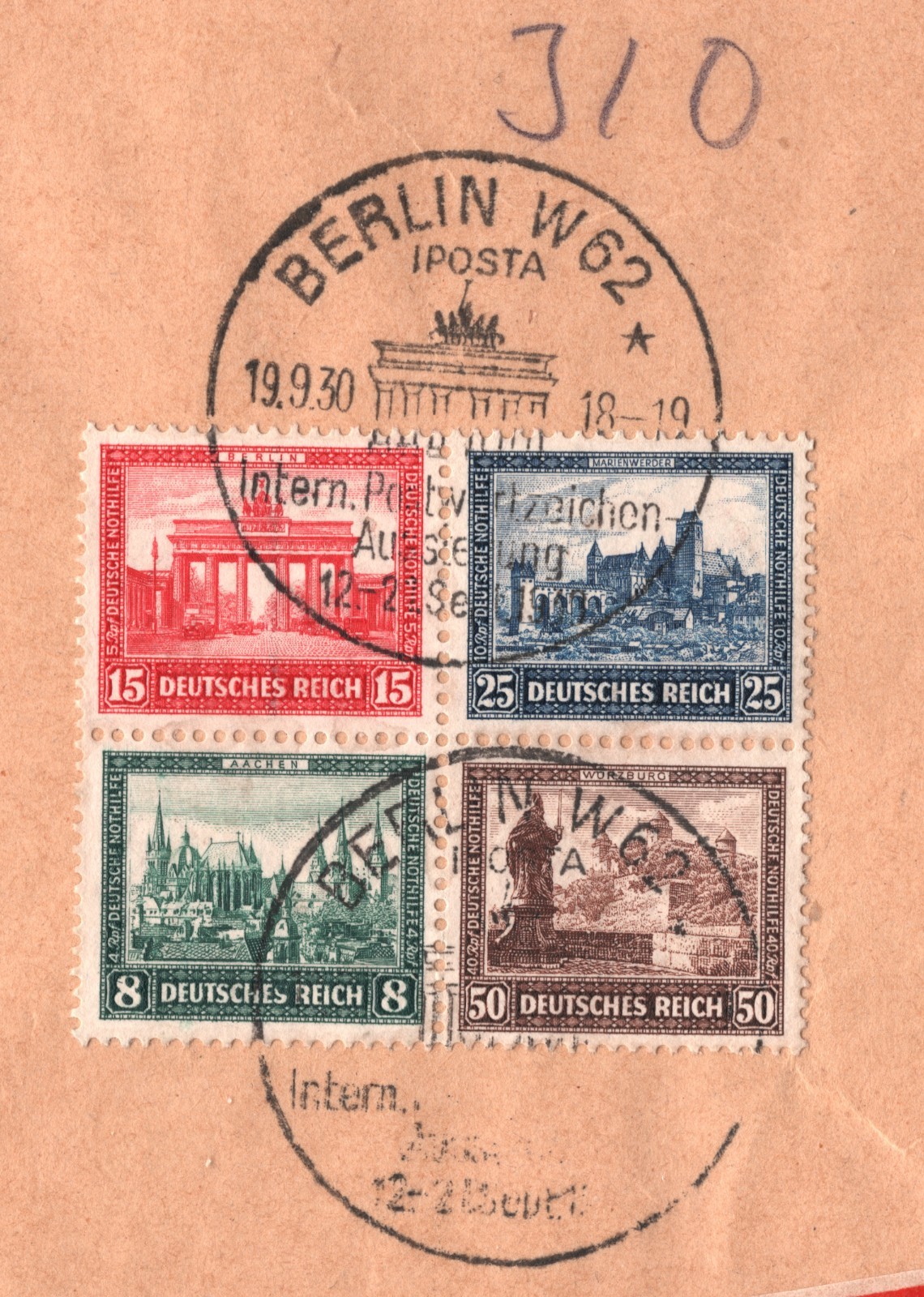 GERMANY Cover 1930 IPOSTA STAMP EXHIBITION Setenant *BLOCK* (ex Mini-Sheet)WT198 - Image 8